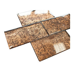 3x6 Glossy Brown Deco Subway Glass Mosaic Tiles - Home Accessories & Decor