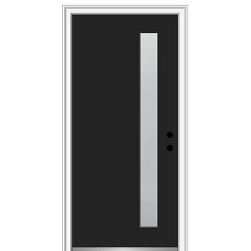 36 in.x80 in. 1 Lite Frosted Left-Hand Inswing Painted Fiberglass Smooth Door