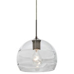 Besa Lighting - Besa Lighting 1JT-SPIR8CL-BR Spirit 8 - One Light Pendant with Flat Canopy - The Spirit 8 Clear Pendant is composed of a clear glass globe, with an interesting circular optical pattern blown as an additional layered ring along the interior wall of the glass. The dramatic play of light through the sculpted layer and onto adjacent surfaces make for a striking affect, along with the modest display of the lamp filament behind the glass. The cord pendant fixture is equipped with a 10' SVT cordset and an low profile flat monopoint canopy. These stylish and functional luminaries are offered in a beautiful brushed Bronze finish.  No. of Rods: 4  Canopy Included: TRUE  Shade Included: TRUE  Cord Length: 120.00  Canopy Diameter: 5 x 5 x 0 Rod Length(s): 18.00Spirit 8 One Light Pendant with Flat Canopy Clear GlassUL: Suitable for damp locations, *Energy Star Qualified: n/a  *ADA Certified: n/a  *Number of Lights: Lamp: 1-*Wattage:60w A19 Medium Base bulb(s) *Bulb Included:No *Bulb Type:A19 Medium Base *Finish Type:Bronze