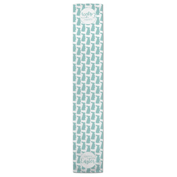 Blue Happy Easter Bunny Silhouettes 16x90 Table Runner