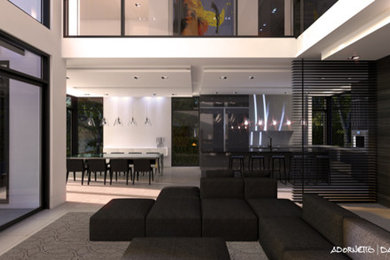 Living room - modern living room idea in Montreal