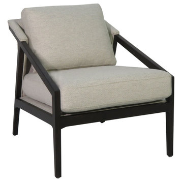 Ezra Chair - Coffee finish with platinum fabric