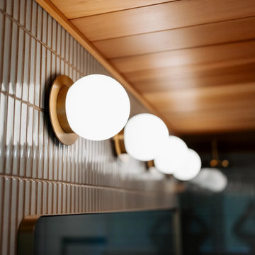 Globe Vanity Lights and Brushed Brass - Kirkland Master Bath