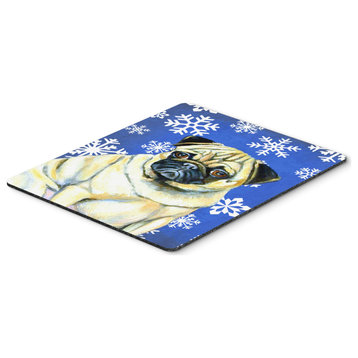 Pug Winter Snowflakes Holiday Mouse Pad/Hot Pad/Trivet