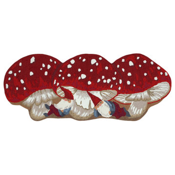 Frontporch Mushroom And Gnome Indoor/Outdoor Rug Red 2'x5'