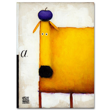 Daniel Patrick Kessler 'Yellow Dog With Apple' Canvas Art, 19x14
