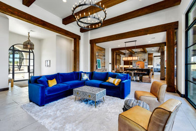 Inspiration for a mediterranean family room remodel in Austin