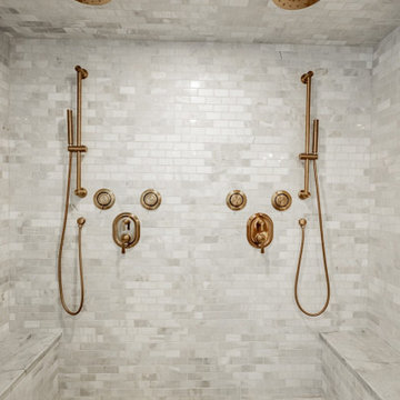 Brown Vintage Vanity Meets Modern Elegance - A Bathroom Renovation Symphony