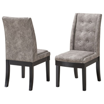Dining Side Chairs, Gray/Cappuccino Wood Legs, Set of 2