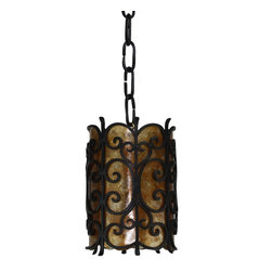 PN-017 Custom Iron and Mica Pendant Light - Pendant Lighting