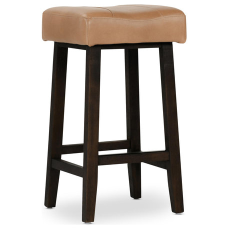 Laurie Backless Counterstool 26", Camel Beige, Dark Brown Legs