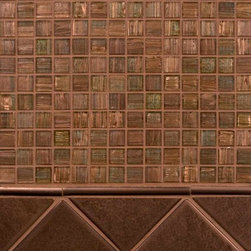 Copper Metal And Light Brown Iridescent Glass - Tile