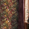 Tropical Soiree Printed Textured Wallpaper 57 Sq. Ft., Burgundy, Double Roll