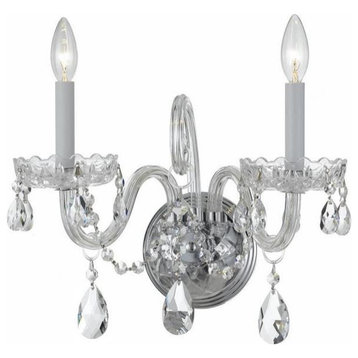 Crystama 1032-CH-CL-MWP Crystal, 2-Light Wall in Classic Style, 15