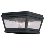 Livex Lighting - Livex Lighting 2611-04 Exeter - 2 Light Outdoor Flush Mount in Exeter Style - 8 - Finished in bronze with clear water glass, this ouExeter 2 Light Outdo Black Clear Water GlUL: Suitable for damp locations Energy Star Qualified: n/a ADA Certified: n/a  *Number of Lights: 2-*Wattage:60w Candelabra Base bulb(s) *Bulb Included:No *Bulb Type:Candelabra Base *Finish Type:Black