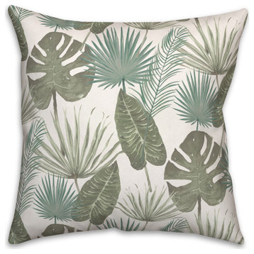 Tropical Palm White 18x18 Spun Poly Pillow