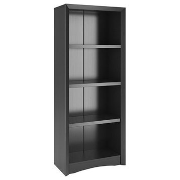 Quadra Modern Black Engineered Wood 59" Tall Adjustable 4 Shelf Bookcase