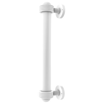 8" Door Pull With Groovy Accents, Matte White