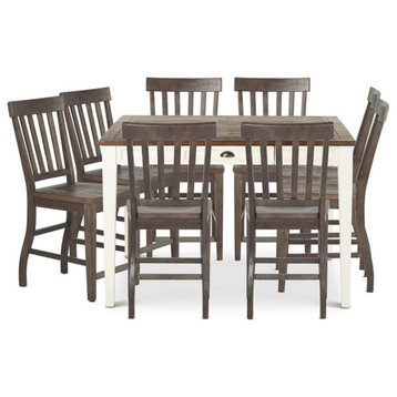 Cayla 9-Piece Counter Height Dining Set with Dark Oak Chairs