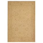 Bareens Designer Rugs - Boho Chic Ziegler Melida Beige Brown Hand-Knotted Wool Rug - 8'6'' x 11'4'' - Enhance the ambiance of your home with this magnificent Persian-influenced Turkish hand-knotted rug made by skilled artisans capable of creating the most exceptional vegetable dyes and hand-spun wool. This exquisite handmade rug is a one-of-a-kind Peshawar Kafkaz, otherwise identified as Chobi, Chobi Peshawar, Oushak, or Ziegler rug. These handmade rugs are crafted in Pakistan utilizing superior-quality wool imported from Australia, New Zealand, and Korea in two types of weaves: the Persian weave and the Mori weave. This rug is meticulously crafted by hand using the finest natural vegetable dyes extracted from local plants. The artisans use a blend of hand-spun local and fine merino wool, resulting in a rug with a compelling texture, higher lanolin content, and longer staple. The artisans occasionally incorporate natural or artificial silk into the pile to enhance specific motifs. The finished product is an awe-inspiring execution of flawless design and an understated palette that exudes elegance.