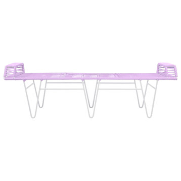 Pelopin Indoor/Outdoor Handmade Bench, Orchid Weave, White Frame