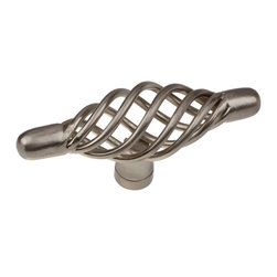 GlideRite Hardware - 3" T-Handle Birdcage Knob Satin Nickel - Cabinet And Drawer Knobs