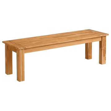 Linon Barlow Teak Outdoor Dining Bench 80"L x 18"W x 18"H Seats 3 in Natural