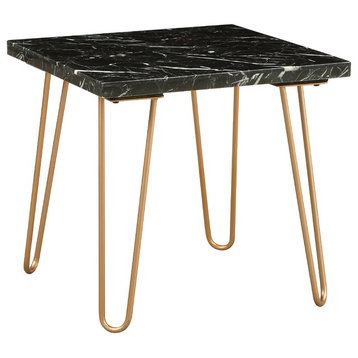 ACME Telestis End Table, Black Marble and Gold