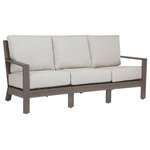 Sunset West Outdoor Furniture - Laguna Sofa With Cushions, Canvas Flax - A re-imagination of materials, the Laguna collection from Sunset West embodies effortlessly stylish living. Crafted in lasting aluminum, with a hand-brushed finish to mimic real driftwood, Laguna captures a timeless look with modern sensibility, offering the look and feel of natural wood, with minimal maintenance.