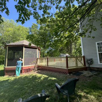 Pressure-Treated Wood Deck with Gate Access and Gazebo Connection
