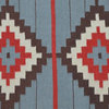 Sky Blue Area Rug Flat Weave Southwest Design 100% Wool Rug