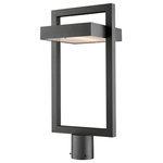 Z-Lite - Luttrel 1-Light Outdoor Post Mount Fixture, Black Rnd. Base - not incl. - This black finish aluminum outdoor post mount fixture embraces the design positivity of angular and geometric shapes. Beautifully contemporary it delivers ambient lighting to a garden or patio space through a single bulb behind a frosted glass shade.&nbsp