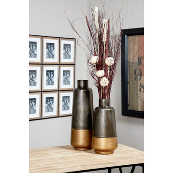 Rustic Dark Gray Metal Vase Set 53611