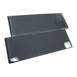 4x12 Glossy Dark Blue Subway Glass Mosaic Tiles - Home Accessories & Decor