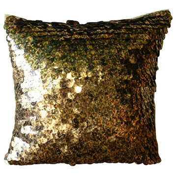 Exotic Gold N Black Scales, Gold Art Silk Throw Pillow Covers 14"x14"