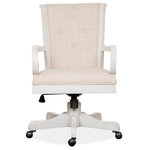 Magnussen - Magnussen Bronwyn Fully Upholstered Swivel Chair in Alabaster - Dream big with the stylish Bronwyn home office collection. Its signature style is perfect style is perfect for adding that wow factor to a home office. Crafted in an Alabaster finish and select pieces are available in a two toned Alabaster and Toasted Nutmeg finish. Accented by Antique Brass hardware with Pewter overlay, Bronwyn delivers true design versatility and can be paired with neutrals and bold color choices. Gorgeously interesting from every angle, it offers a look that is timeless yet sophisticated.