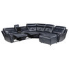 Lexicon 6-Piece Faux Leather Modular Recliner Sectional with Right Chaise - Blue