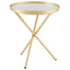 18" 3-Leg Contemporary Wood Side Table - Gold / Gray Marble