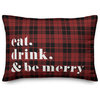 Plaid Eat Drink & Be Merry 14"x20" Throw Pillow