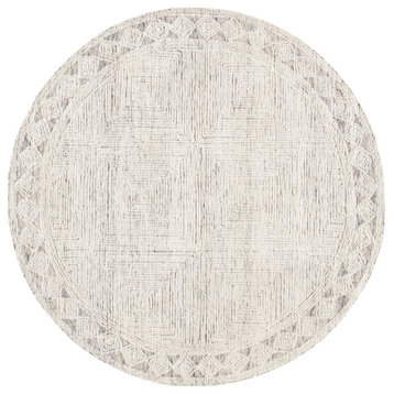 Safavieh Abstract Collection, ABT349 Rug, Ivory/Grey, 4'x4' Round