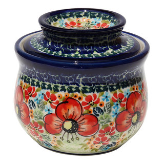 Zaklady Jungle Flower Large Mixing Bowl Polish Pottery