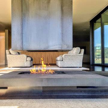 Custom Open Indoor Fire Pit for Modern Montana Home