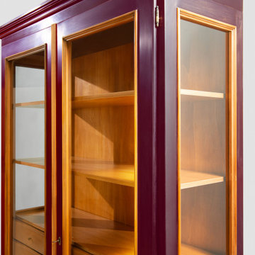 Handcrafted Dual Color Two-Doors Display Cabinet with Dresser