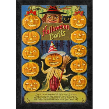 "Hallowe'en Don'ts" Framed Canvas Giclee by Halloween, 17"x24"