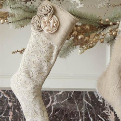 Lovely Lace Stocking (Rosettes) - Christmas Stockings And Holders