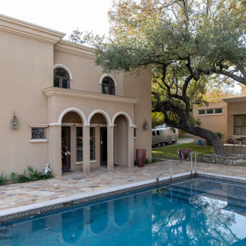 Impressive home exterior stucco and wood ceiling repairs and refresh