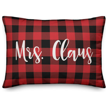 Mrs. Claus, Buffalo Check Plaid 14x20 Lumbar Pillow