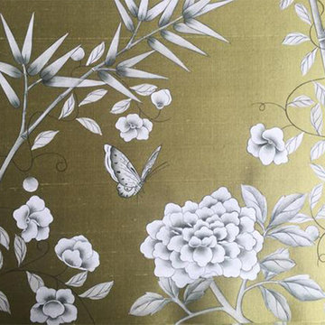 Gold Foil Hand-Painted Silk Wallpaper