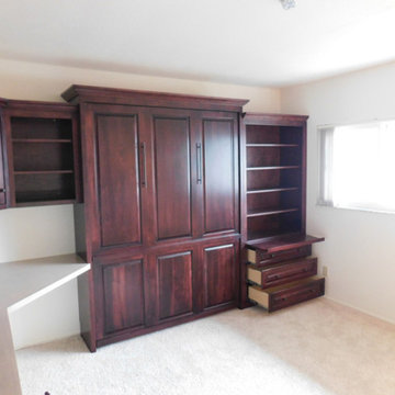 Traditional Murphy Wall Bed with Hidden Leg, Side Nightstand Bookcase