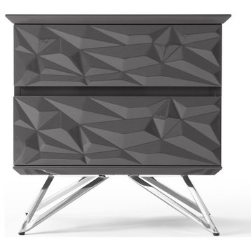 Zuri Furniture Modern Vortice Side Table Glossy Gray Lacquer